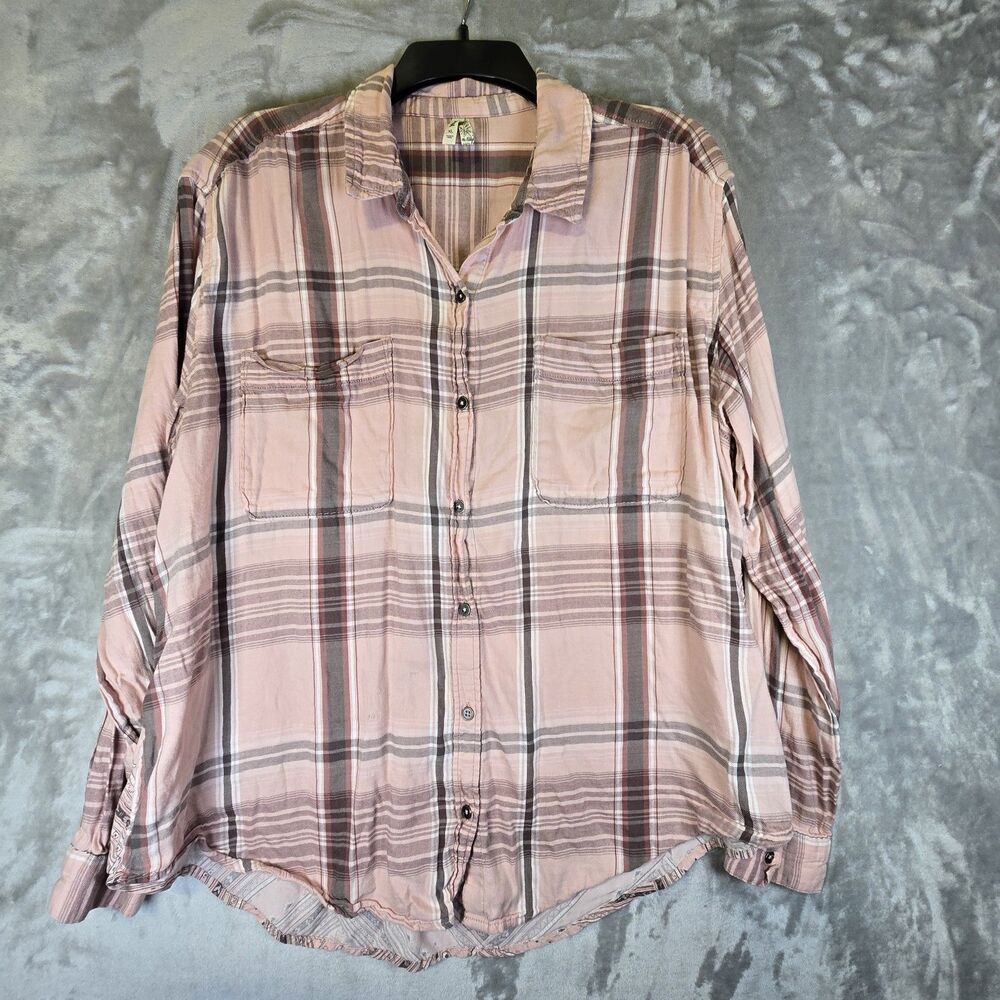 Vtg Y2K Mudd Soft Flannel Shirt XL Pink Bandana Patchwork Cowgirl Distressed